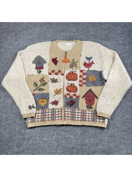 croft & barrow Sweaters - Vintage Croft & Barrow Knit Cardigan Womens XL 90s Autumn Fall Angora Wool Blend